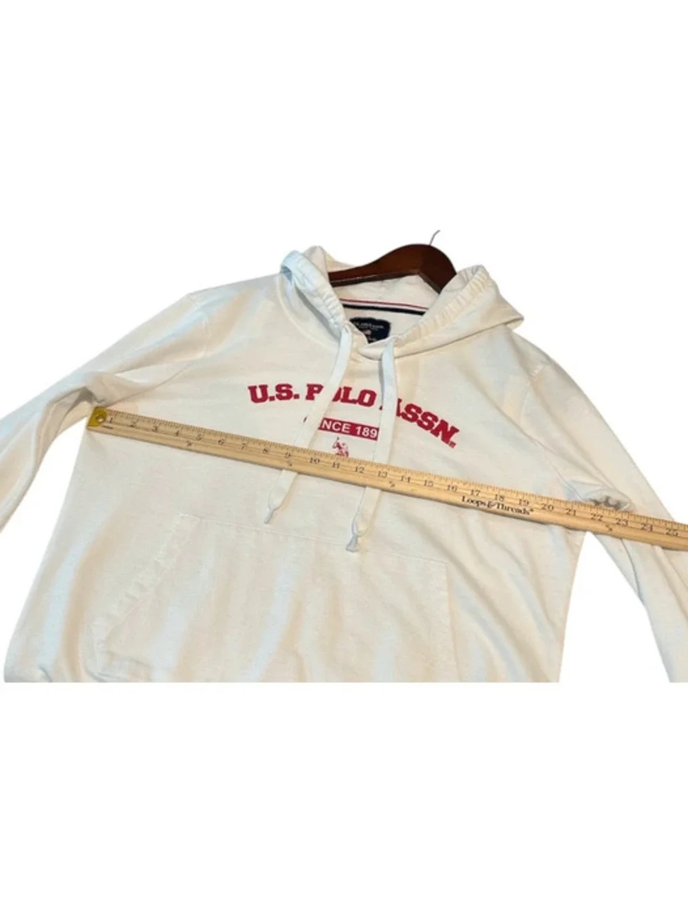 U.S. Polo Assn White Pullover Hoodie Red Logo Size L